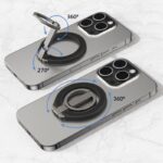 両面マグネット式 アルミ合金製  スマホ スタンド  Magsafe対応アクセサリー 折り畳式 マグネット式 スマートフォン リングホルダー 黒色 SKU:IPC01242024002LT - Image 7