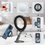 両面マグネット式 アルミ合金製  スマホ スタンド  Magsafe対応アクセサリー 折り畳式 マグネット式 スマートフォン リングホルダー 黒色 SKU:IPC01242024002LT - Image 5