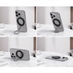 両面マグネット式 アルミ合金製  スマホ スタンド  Magsafe対応アクセサリー 折り畳式 マグネット式 スマートフォン リングホルダー 黒色 SKU:IPC01242024002LT - Image 10