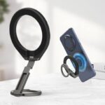 両面マグネット式 アルミ合金製  スマホ スタンド  Magsafe対応アクセサリー 折り畳式 マグネット式 スマートフォン リングホルダー 黒色 SKU:IPC01242024002LT - Image 8
