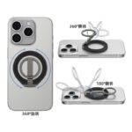 両面マグネット式 アルミ合金製  スマホ スタンド  Magsafe対応アクセサリー 折り畳式 マグネット式 スマートフォン リングホルダー 黒色 SKU:IPC01242024002LT - Image 4