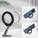 両面マグネット式 アルミ合金製  スマホ スタンド  Magsafe対応アクセサリー 折り畳式 マグネット式 スマートフォン リングホルダー 黒色 SKU:IPC01242024002LT - Image 3