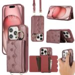 iPhone15 背面型ケース ショルダーストラップ付きケース15Pro PUレザー ケース iPhone15Pro max PU合成革 レザー ケース スマホケース 全3色 SKU:IPC0132024032