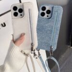 iPhone16 布製 背面型ケース iPhone 16e 背面型ケース ショルダーケース iPhone15Plus スマホケース 全2色 SKU:IPC02172025008LS