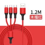 充電ケーブル 2.4A 3in1 USB Type-C 高耐久 シリコン ケーブル 1.2m 急速充電 Android用 micro USB Type-C 急速充電ケーブル  USBケーブル ライトニングケーブル 全6色 SKU:PC02262025013 - 画像 (6)