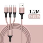 充電ケーブル 2.4A 3in1 USB Type-C 高耐久 シリコン ケーブル 1.2m 急速充電 Android用 micro USB Type-C 急速充電ケーブル  USBケーブル ライトニングケーブル 全6色 SKU:PC02262025013 - 画像 (5)