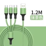 充電ケーブル 2.4A 3in1 USB Type-C 高耐久 シリコン ケーブル 1.2m 急速充電 Android用 micro USB Type-C 急速充電ケーブル  USBケーブル ライトニングケーブル 全6色 SKU:PC02262025013 - 画像 (3)