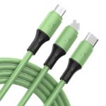 充電ケーブル 2.4A 3in1 USB Type-C 高耐久 シリコン ケーブル 1.2m 急速充電 Android用 micro USB Type-C 急速充電ケーブル  USBケーブル ライトニングケーブル 全6色 SKU:PC02262025013 - 画像 (2)