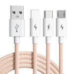 100W 充電ケーブル 3in1 USB Type-C 高耐久 ナイロン ケーブル 1.2m 急速充電 Android用 micro USB Type-C 急速充電ケーブル  USBケーブル ライトニングケーブル  全6色 SKU:IPC02262025017 - 画像 (4)