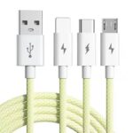 100W 充電ケーブル 3in1 USB Type-C 高耐久 ナイロン ケーブル 1.2m 急速充電 Android用 micro USB Type-C 急速充電ケーブル  USBケーブル ライトニングケーブル  全6色 SKU:IPC02262025017 - 画像 (8)