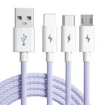 100W 充電ケーブル 3in1 USB Type-C 高耐久 ナイロン ケーブル 1.2m 急速充電 Android用 micro USB Type-C 急速充電ケーブル  USBケーブル ライトニングケーブル  全6色 SKU:IPC02262025017 - 画像 (7)