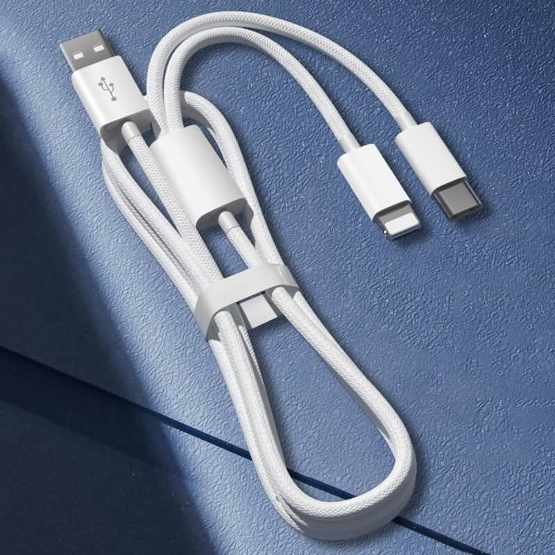 IPC02262025022-1.jpg 充電ケーブル 2in1 usb-c lightning USB ライトニングケーブル 2台同時充電コード 1.2m 多機能 高耐久ナイロン 2in1 充電ケーブル ライトニング SKU:IPC02262025022 - Image 1