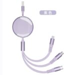 5A 充電 3in1 巻き取り式 充電 ケーブル 5段階調節 充電ケーブル 66W USBケーブル Micro USB Android Lightning 急速充電 ケーブル 全4色 SKU:IPC02262025033 - 画像 (5)