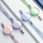 5A 充電 3in1 巻き取り式 充電 ケーブル 5段階調節 充電ケーブル 66W USBケーブル Micro USB Android Lightning 急速充電 ケーブル 全4色 SKU:IPC02262025033
