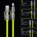 Type-C MicroUSB Lightning 充電ケーブル 1本4役 マルチ充電ケーブル 4in1 高速データ通信 急速充電 1.2m Type -C USB充電ケーブル 最大240W高出力対応 PD 急速充電 ケーブル 全3色 SKU:IPC02262025036 - Image 8