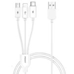 充電ケーブル  3in1 USB Type-C 高耐久 シリコン ケーブル 1.2m 急速充電 Android用 micro USB Type-C 急速充電ケーブル Pisen USBケーブル ライトニングケーブル SKU:IPC02262025042