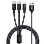 充電ケーブル 3A 3in1 USB Type-C 高耐久ナイロン ケーブル 1.2m 急速充電 Android用 micro USB Type-C 急速充電ケーブル Pisen USBケーブル ライトニングケーブル 全3色 SKU:IPC02262025046