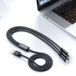 充電ケーブル 3A 3in1 USB Type-C 高耐久ナイロン ケーブル 1.2m 急速充電 Android用 micro USB Type-C 急速充電ケーブル Pisen USBケーブル ライトニングケーブル 全3色 SKU:IPC02262025046 - Image 4
