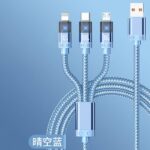 充電ケーブル 3in1 USB Type-C 高耐久ナイロン ケーブル 100W急速充電 Android用 micro USB Type-C 急速充電ケーブル  USBケーブル ライトニングケーブル  全2色 SKU:IPC02262025053 - Image 13