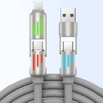 PD240W 対応  急速充電 ケーブル 1.2m 充電ケーブル USB Cケーブル 4in1 iPhone 充電ケーブル  Android Micro USB Type-C ケーブル 全4色 SKU:IPC02262025054 - Image 4