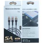5A 充電ケーブル 3in1 USB Type-C 高耐久 ナイロン ケーブル 1.2m 急速充電 Android用 micro USB Type-C 急速充電ケーブル USBケーブル ライトニングケーブル SKU:IPC02272025017 - Image 7