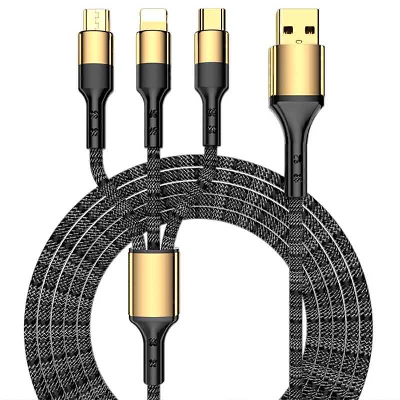 IPC02272025017-10.jpg 5A 充電ケーブル 3in1 USB Type-C 高耐久 ナイロン ケーブル 1.2m 急速充電 Android用 micro USB Type-C 急速充電ケーブル USBケーブル ライトニングケーブル SKU:IPC02272025017 - Image 1