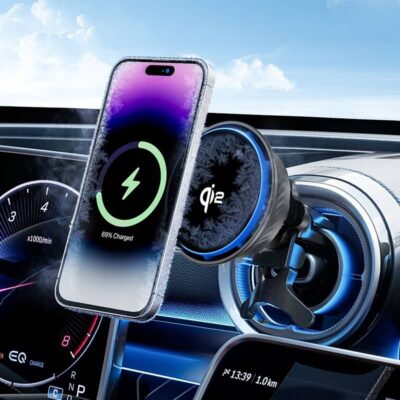 MagSafe対応 強磁力 車載ホルダー  ワイヤレス充電器 エアコン吹出口 半導体冷却 強磁力 スマホホルダー車載ホルダー 角度自由調節 SKU:IPC02272025046