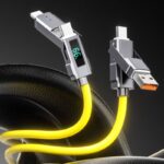 Type-C MicroUSB Lightning 充電ケーブル 1本4役 シリコン素材 マルチ充電ケーブル 4in1 高速データ通信 急速充電 1.0m 1.5m Type -C USB充電ケーブル PD66W/27W 高出力対応 急速充電 ケーブル 全7色 SKU:IPC02282025002