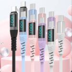 Type-c to Type-c 充電ケーブル PD100W 急速充電 ケーブル 1.2m ナイロン素材 USB Type-Cケーブル 高耐久 断線防止 デジタル表示 充電ケーブル 全5色 SKU:IPC02282025017 - 画像 (2)