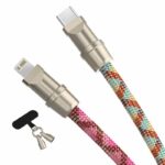 充電できる スマートフォン ネックストラップ  Type-c to Lightning ケーブル  USB Type-C to C ケーブル PD60W急速充電 1.2m 携帯ストラップ ネックストラップ 充電 ケーブル  全11色 SKU:IPC02282025020 - 画像 (4)