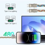 充電できる スマートフォン ネックストラップ  Type-c to Lightning ケーブル  USB Type-C to C ケーブル PD60W急速充電 1.2m 携帯ストラップ ネックストラップ 充電 ケーブル  全11色 SKU:IPC02282025020 - 画像 (18)