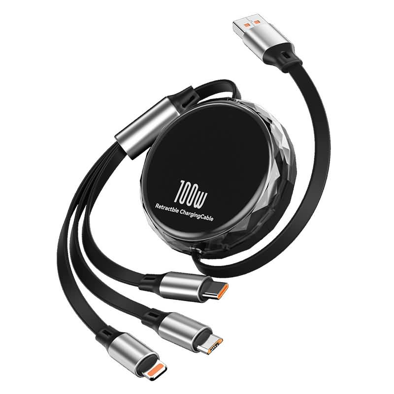 IPC02282025024-1.jpg 3in1 巻き取り式 充電 ケーブル 5段階調節 充電ケーブル 100W USBケーブル Micro USB Android Lightning 急速充電 ケーブル 全2色 SKU:IPC02282025024 - Image 1