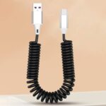Lightning iPhone iPad 伸び縮み 充電ケーブル スプリング  充電ケーブル  伸縮ケーブル 1.8m 3-in-1 USBA to lightning/Type-C/Micro USB スプリングケーブル  Lighting ケーブル 全3色 SKU:IPC02282025030