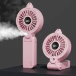 扇風機 加湿器 ファン 噴霧機能 ハンディファン 5段階風量調整  ミニ扇風機 携帯扇風機 2400mAh内臓バッテリー USB 充電式 卓上扇風機 アウトドア ファン  全2色 SKU:IPC03092025071