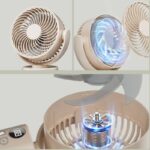 卓上扇風機 USB充電式 小型扇風機  3600mAh内臓バッテリー 自動首振り 強力 パワフル送風 充電式扇風機 携帯扇風機 全2色 SKU:IPC03132025039 - Image 9