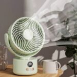 卓上扇風機 USB充電式 小型扇風機  3600mAh内臓バッテリー 自動首振り 強力 パワフル送風 充電式扇風機 携帯扇風機 全2色 SKU:IPC03132025039 - Image 2