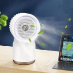 扇風機 加湿器 ファン 噴霧機能 デスクトップ ポータブル ミニスプレー加湿冷却ファン 3600mAh内臓バッテリー 噴霧ファン 卓上扇風機  USB充電  熱中症対策 全2色 SKU:IPC03132025045 - Image 2