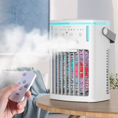 加湿器 扇風機 冷風機 加湿器 冷風扇  ポータブルエアコン ３段階風量静音 1000mlタンク容量 ミニクーラー 卓上加湿器 熱中症対策 ミニエアコンファン  SKU:IPC03192025038