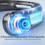 首掛け扇風機 携帯扇風機 S12 首掛けファン ポータブルファン USB充電式 羽なし扇風機 3600mAh内臓バッテリー 360度 冷却 3段階風量調節 ハンディファン 熱中症対策  全2色 SKU:IPC03252025038 - 画像 (12)