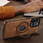 iPhone15 背面型ケース スタンド機能  iPhone15Pro PUレザー ケース magsafe対応  iPhone15Pro max PU合成革 レザー ケース スマホケース  全3色 SKU:IPC04142023011LS - Image 5