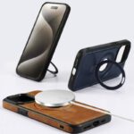 iPhone15 背面型ケース スタンド機能  iPhone15Pro PUレザー ケース magsafe対応  iPhone15Pro max PU合成革 レザー ケース スマホケース  全3色 SKU:IPC04142023011LS - Image 4