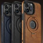 iPhone15 背面型ケース スタンド機能  iPhone15Pro PUレザー ケース magsafe対応  iPhone15Pro max PU合成革 レザー ケース スマホケース  全3色 SKU:IPC04142023011LS - Image 2
