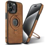 iPhone15 背面型ケース スタンド機能  iPhone15Pro PUレザー ケース magsafe対応  iPhone15Pro max PU合成革 レザー ケース スマホケース  全3色 SKU:IPC04142023011LS