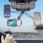 クリップ式 スマートフォンホルダー ルームミラー取付型  バックミラー スマホスタンド 360度回転可能 携帯 ホルダー 車載ホルダー 車載用  SKU:IPC05022024049 - Image 2