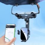 クリップ式 スマートフォンホルダー ルームミラー取付型  バックミラー スマホスタンド 360度回転可能 携帯 ホルダー 車載ホルダー 車載用  SKU:IPC05022024049