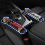 運転席用と助手席用 PU皮革 カーシート隙間収納ボックス 左右対応  LEDライト付き 車用サイド収納ボックス カー用品 PUレザー車シート収納ポケットサイド 左右対称 単個 全4色 SKU:IPC050262024001 - Image 2