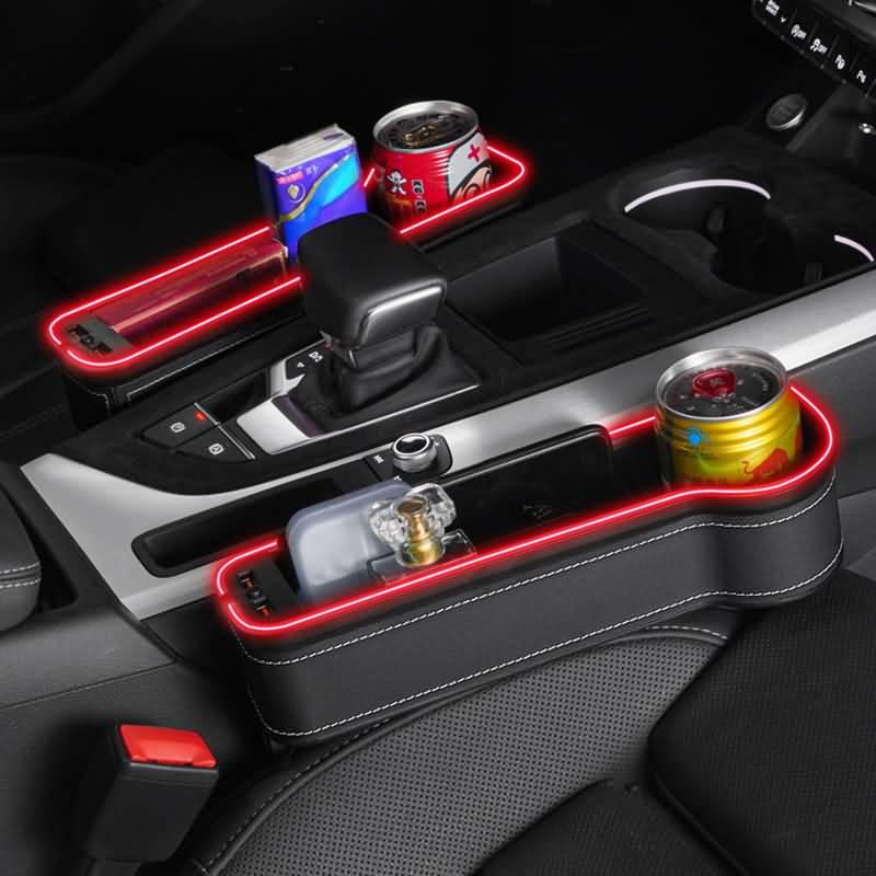 IPC050262024001-14.jpg 運転席用と助手席用 PU皮革 カーシート隙間収納ボックス 左右対応 LEDライト付き 車用サイド収納ボックス カー用品 PUレザー車シート収納ポケットサイド 左右対称 単個 全4色 SKU:IPC050262024001 - Image 1