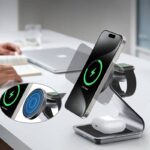 3in1ワイヤレス充電器 Apple watch &Air Pods充電可能 ワイヤレス充電 スタンド機能 PD15W 快速充電器 magsafe充電器 全2色 SKU:IPC05102024034 - Image 4