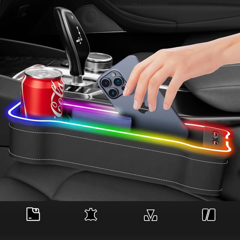 IPC05232024014-19.jpg 運転席用と助手席用 PU皮革 カーシート隙間収納ボックス 左右対応 LEDライト付き 車用サイド収納ボックス カー用品 PUレザー車シート収納ポケットサイド 左右対称 単個 全4色 SKU:IPC05232024014 - Image 1