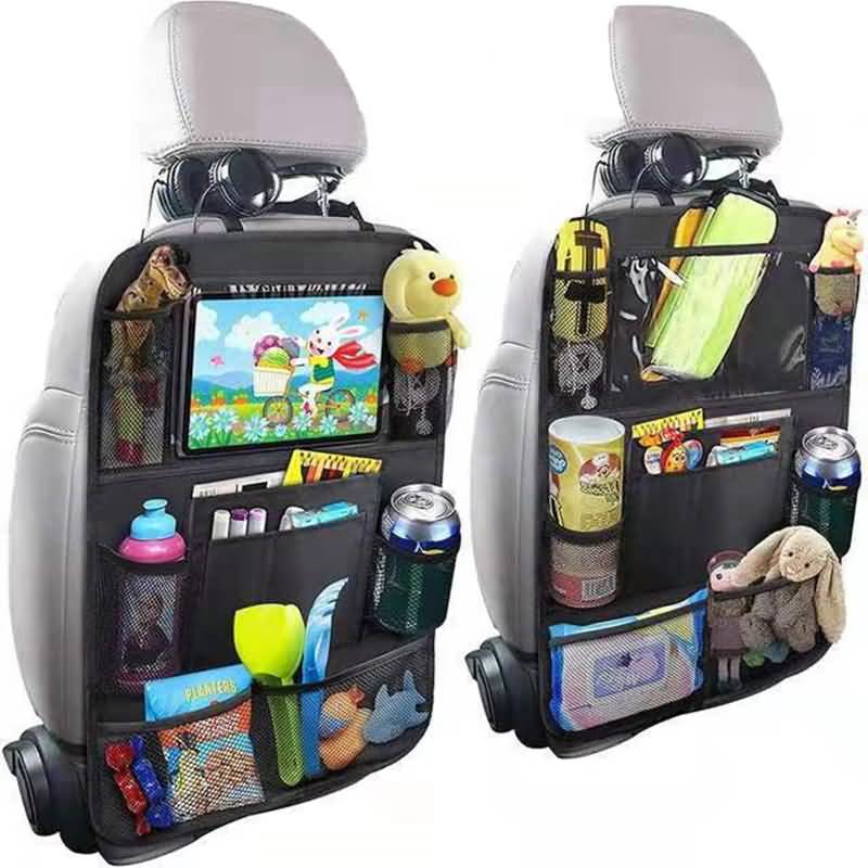 IPC05232024019-1.jpg 高級布製 バックシートポケット カー用品 テーブル ドリンクホルダー 大量収納 バッグシート スマホ・タブレットも収納可能 簡単装着 単個 Black SKU:IPC05232024019 - Image 1